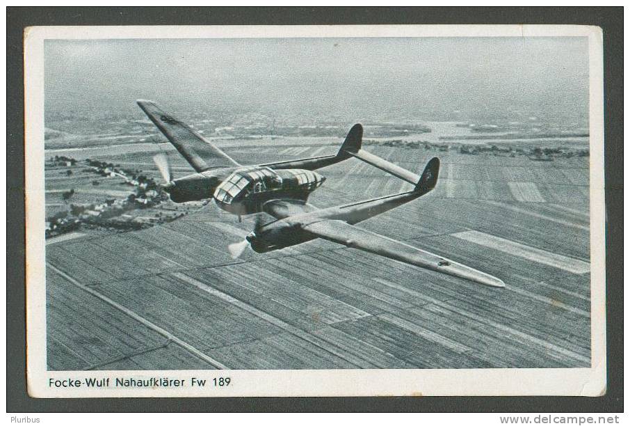 WW II  GERMANY  FOCKE WULF LUFTWAFFE  AIRPLANE  FW 189 , OLD POSTCARD - 1939-1945: 2. Weltkrieg