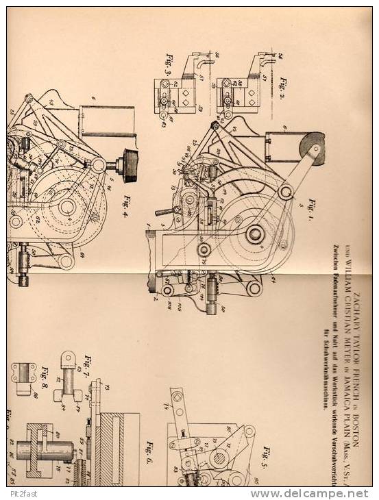 Original Patentschrift - W. Meyer In Jamaica Plain Und Boston , 1900 , Schuhwerk - Nähmaschine , Schuhe , Schuhmacher !! - Tools