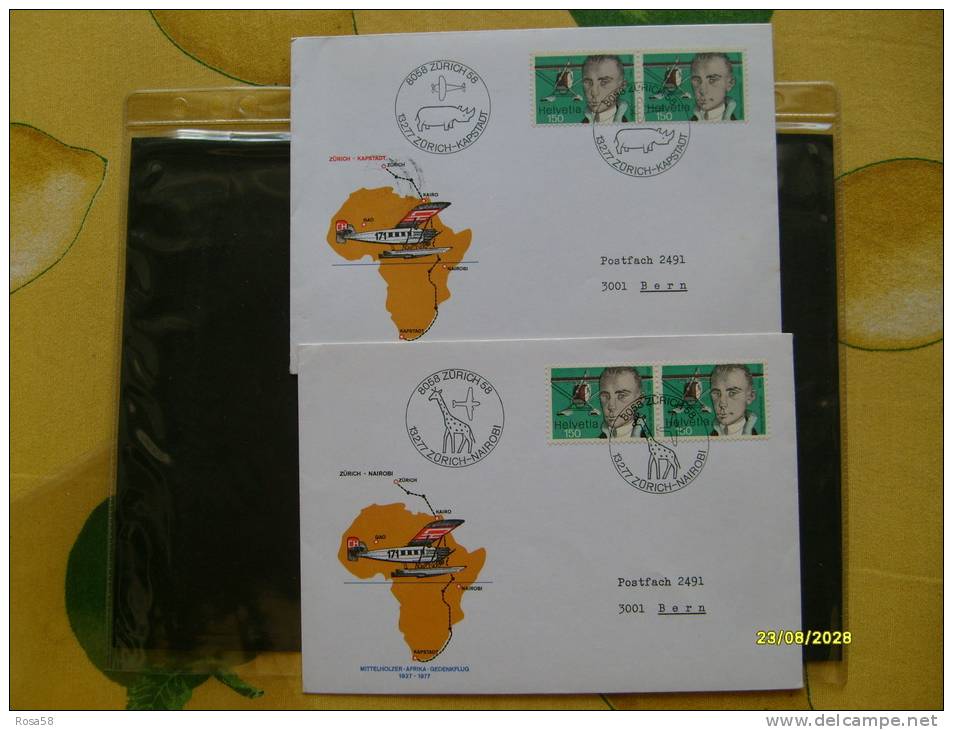 Air Mail LUFTPost 1977 Mittelholzer Afrika Gedenkflug KAPSTADT E NAIROBI POSTA AEREA - Briefe U. Dokumente