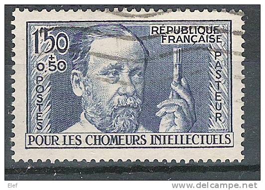 France, 1936,Au Profit Des Chomeurs Intellectuels, Yvert N° 333, Louis PASTEUR, Obl, Cote 22 Euros , TB - Louis Pasteur