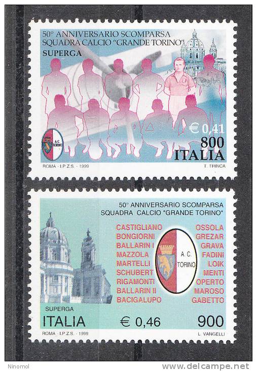 Italia   -   1999.  In Memory  Of Grande Torino . Complete Set  MNH, Fresh - Clubs Mythiques