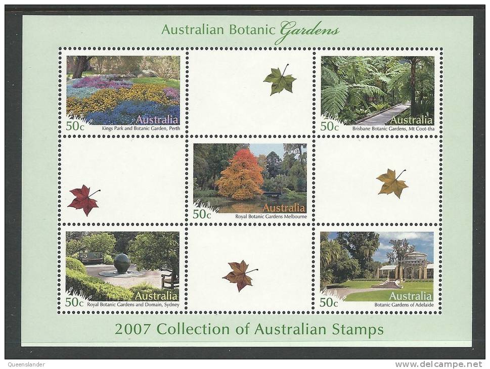 2007 Australian Botanic Gardens Complete Mint Unhinged Gum On Back Mini Sheet Only Available From Year Book - Blocks & Sheetlets