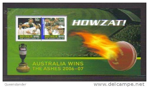 2007 Australia Wins Ashes  Complete Mint Unhinged Gum On Back Mini Sheet Unused - Blocks & Sheetlets