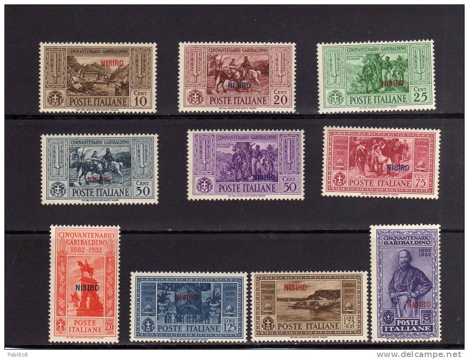 COLONIE ITALIANE EGEO 1932 NISIRO GARIBALDI SERIE COMPLETA  MNH - Egeo (Nisiro)