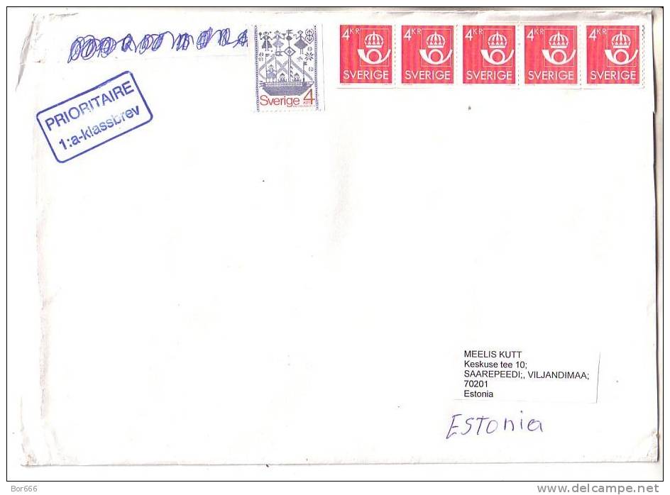 GOOD SWEDEN Postal Cover To ESTONIA 2012 - Good Stamped - Briefe U. Dokumente