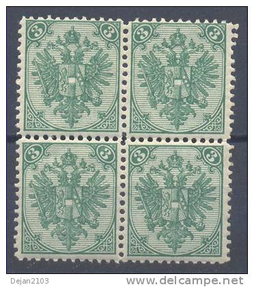 Bosnia & Hercegovina Austria Occupation 3 Kr Block Of Four 1st Board 1879 MNH,MH **/* - Unused Stamps