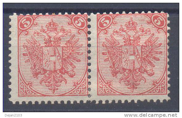 Bosnia & Hercegovina Austria Occupation 5 Kr Pair 1st Board Perforation 11 1/2 1879 MH * - Unused Stamps