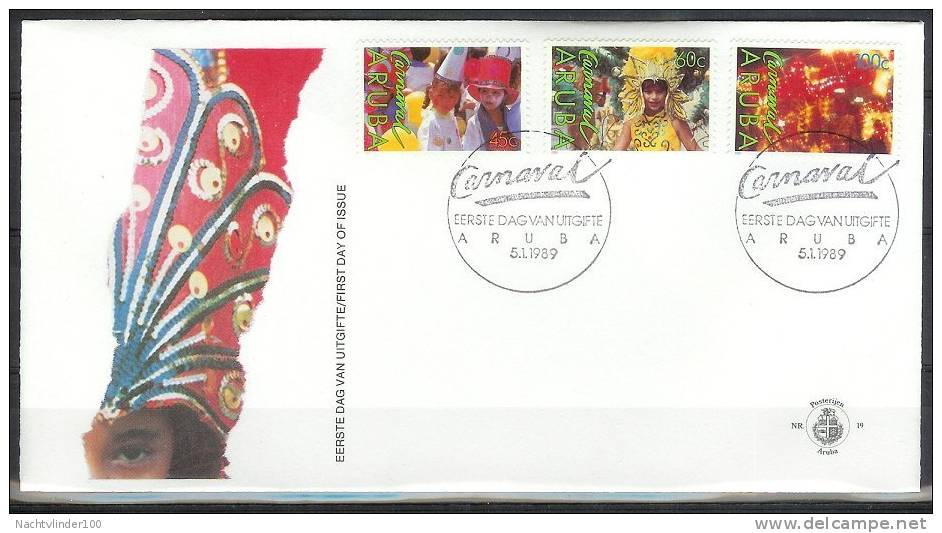 Mzl019fb CARNAVAL LICHTOPTOCHT ARUBA 1989 FDC - Carnaval