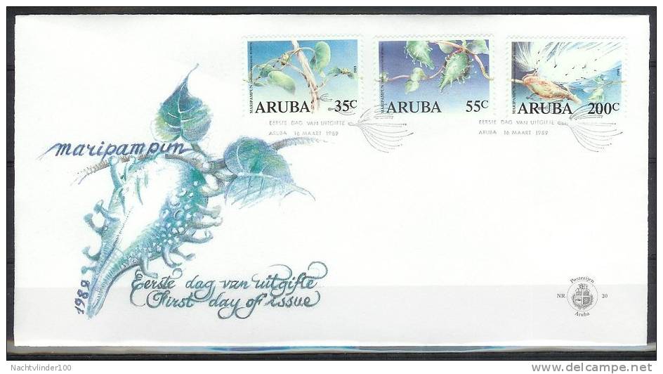 Mzl020fb FLORA ´BLOEMEN´ MARIPAMPUN PLANTEN ´FLOWERS´ ARUBA 1989 FDC - Andere & Zonder Classificatie