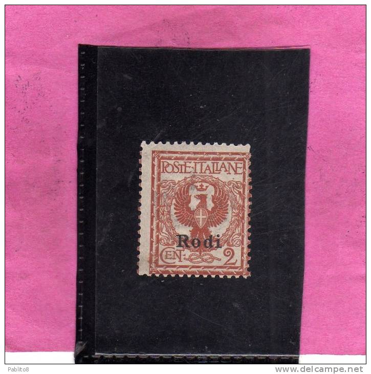 COLONIE ITALIANE EGEO 1912 RODI SOPRASTAMPATO D´ITALIA ITALY OVERPRINTED CENT. 2 CENTESIMI  MNH - Egée (Rodi)