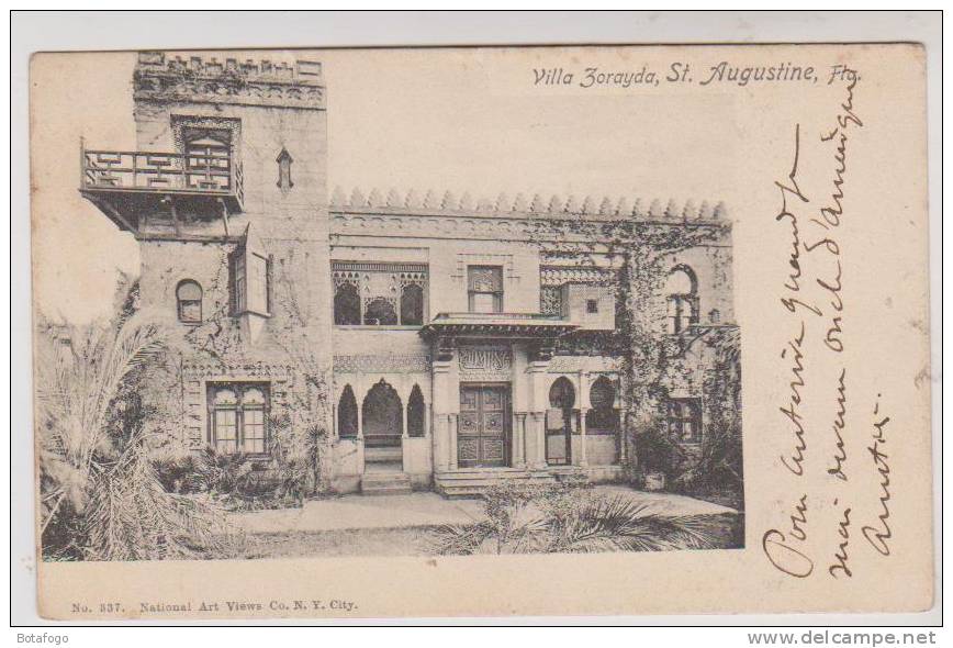 CPA ST AUGUSTINE VILLA ZARAYDA, En 1905 !!! (voir Timbre Canada) - St Augustine