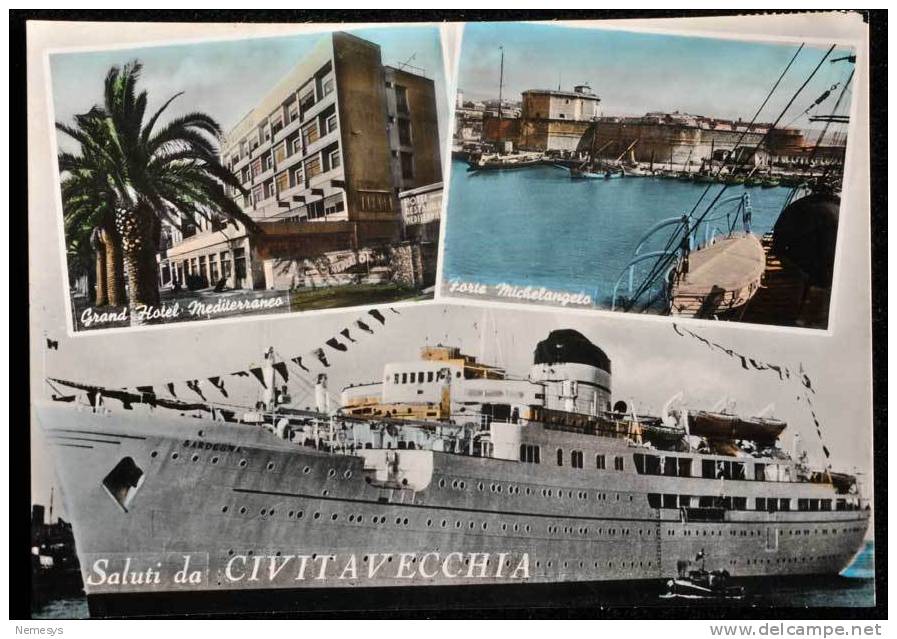 1954 SALUTI DA CIVITAVECCHIA FG V SEE 2 SCAN - Civitavecchia