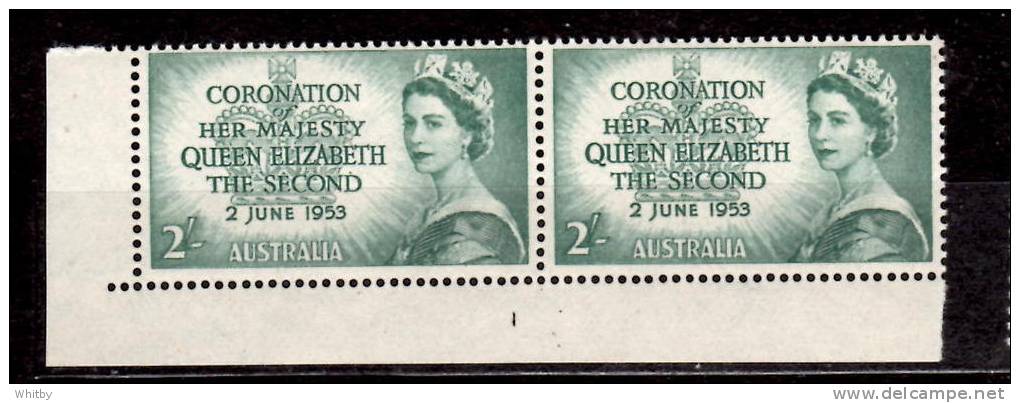 Australia1953 7 1/2p Queen Elizabeth Coronation Issue  #261  MNH Pair - Neufs