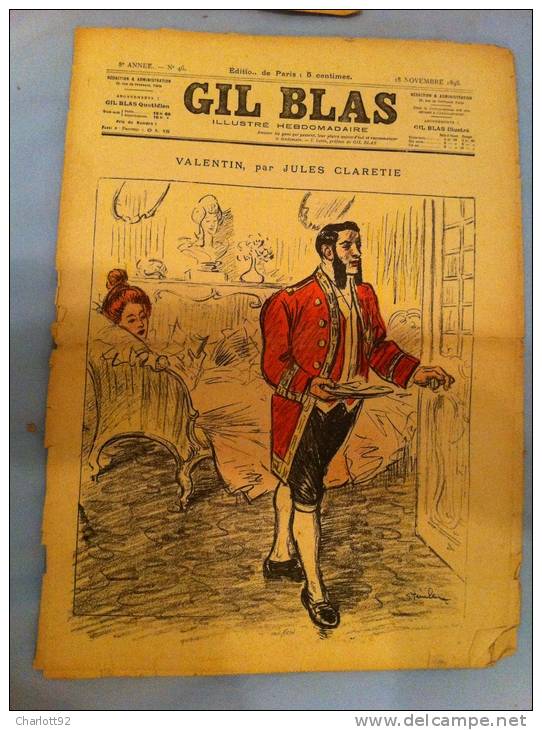 GIL BLAS ORIGINAL VALENTIN PAR JULES CLARETIE - Revues Anciennes - Avant 1900