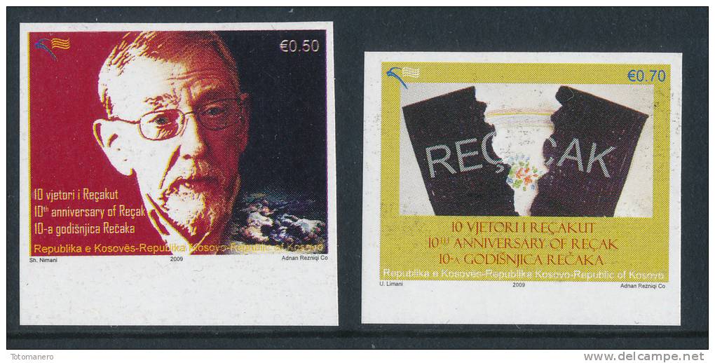 REPUBLIC OF KOSOVO 2009, 10th Anniversary Of The Massacre Of Reçak, Imperforated Set Of 2v** - Kosovo