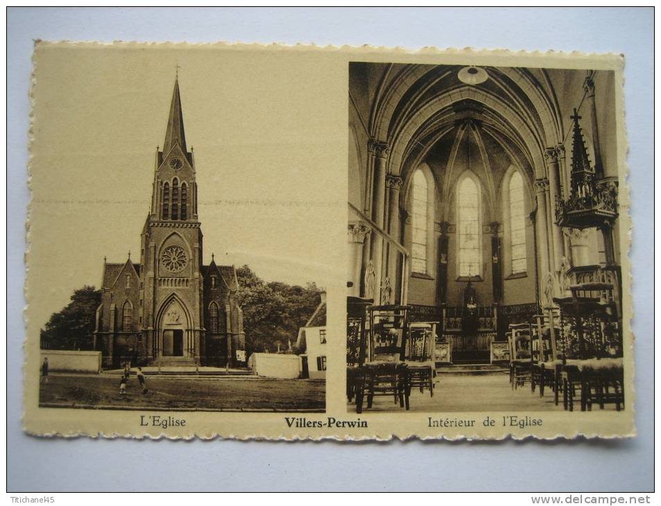 VILLERS-PERWIN - L´Eglise Vue De L´extérieur Et Intérieur De L´Eglise - Les Bons Villers