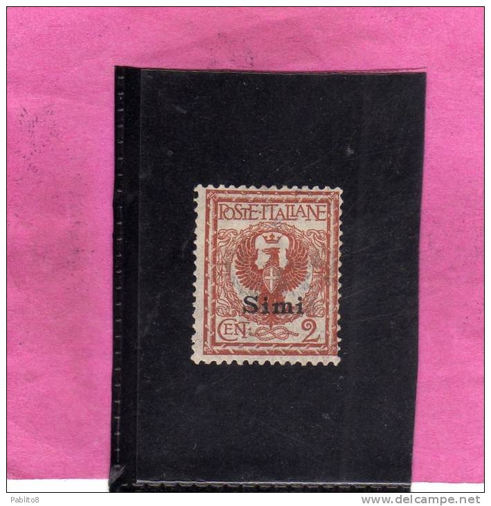 COLONIE ITALIANE EGEO 1912 SIMI SOPRASTAMPATO D´ITALIA ITALY OVERPRINTED CENT. 2 CENTESIMI  MNH - Egée (Simi)