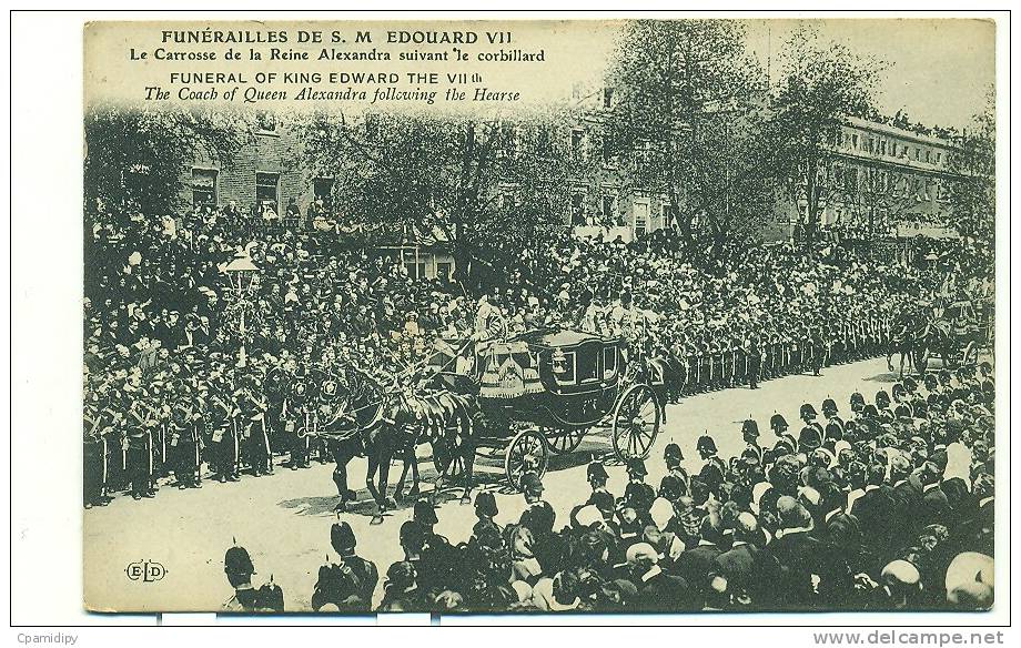 FUNERAILLES De S.M. EDOUARD VII, Le Carosse De La Reine Alexandra Suivant Le Corbillard - Histoire