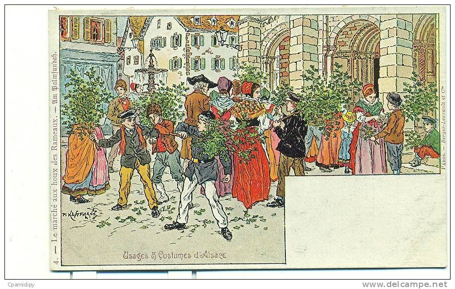 USAGES Et COSTUMES D'ALSACE, KAUFFMANN, 4. Le Marché Aux Houx Des Rameaux - Kauffmann, Paul