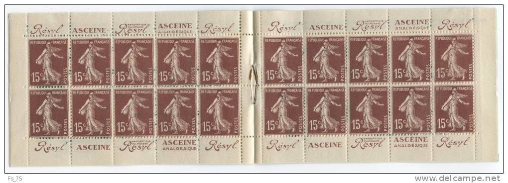 FRANCE CARNET N°189 15C BRUN SEMEUSE CAMEE - C2 - PUBLICITE ROLLAND X 4 - NEUFS SANS CHARNIERE - Other & Unclassified