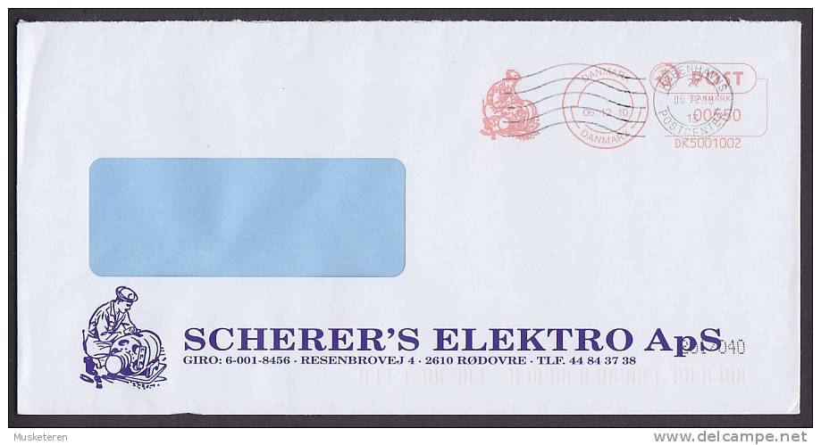 ## Denmark SCHERER'S ELEKTRO Aps Meter Stamp Cover 2010 Red Print & Postmark ! - Lettres & Documents