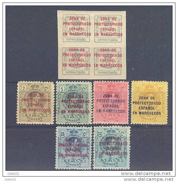 MA57STV-LFT3864TAN.Maroc .Marocco.MARRUECOS ESPAÑOL Alfonso Xlll.1916/20.(Ed 57/63**)sin Charnela.LUJO CERTIFICADO - Nuevos