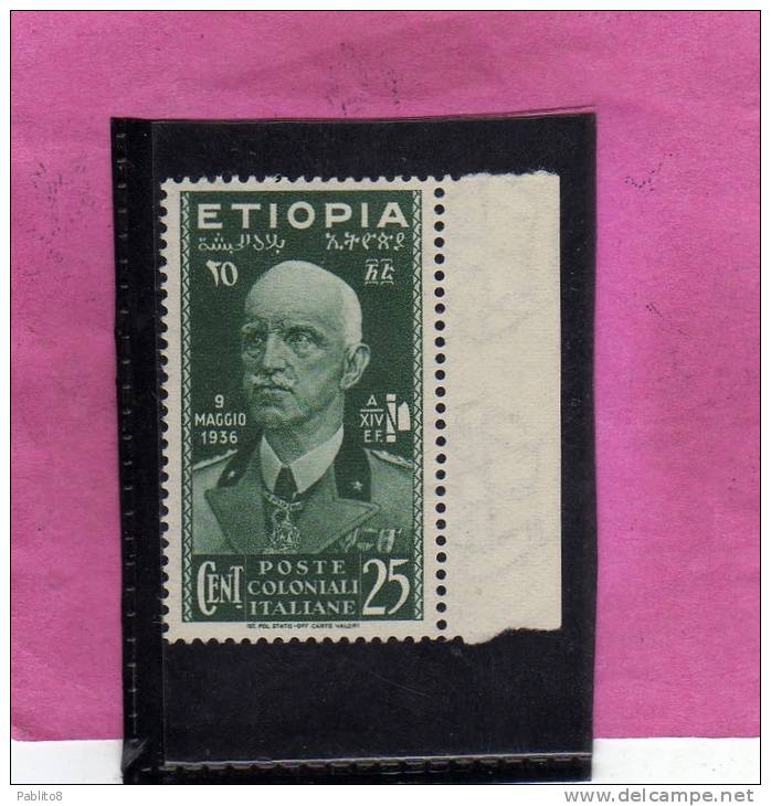 COLONIE ITALIANE ETIOPIA 1936 25 CENTESIMI MNH - Ethiopia