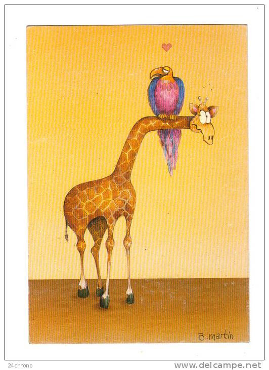 Dessin De Brigitte Martin: Aigle Perche Sur Le Cou D' Une Girafe (12-3614) - Giraffes