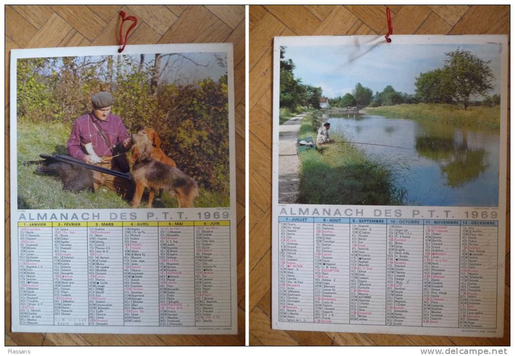 Calendrier, ALMANACH Des PTT 1969. La Chasse, La Pêche - Big : 1961-70