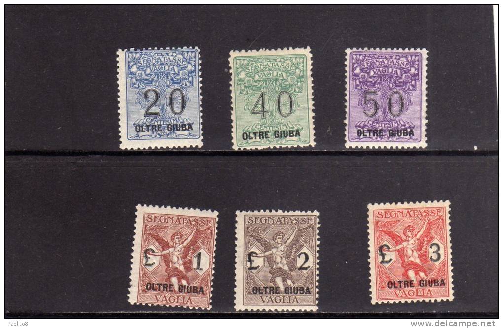 COLONIE ITALIANE OLTRE GIUBA 1925 SEGNATASSE PER VAGLIA POSTAGE DUE TASSE TAXES SERIE COMPLETA SET MNH BEN CENTRATA - Oltre Giuba