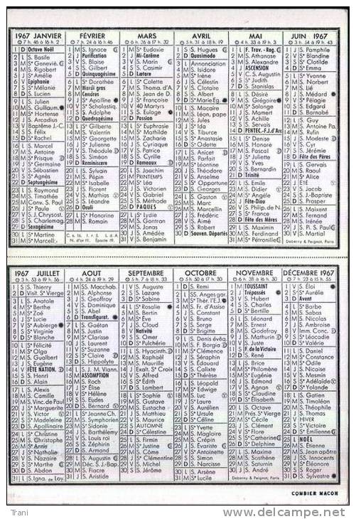 CALENDARIO TASCABILE - Anno 1967 - Petit Format : 1961-70