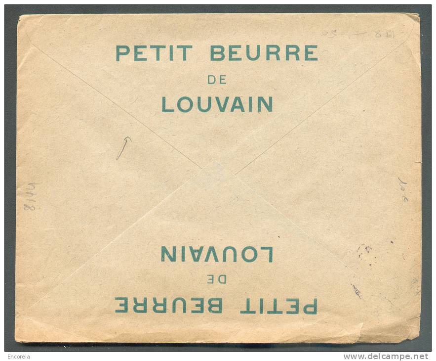 25 Centimes HOUYOUX Obl. Sc LEUVEN 2 LOUVAIN S/L. Ill. (BISCUITERIE NATIONALE BELGE - Verso : PETIT BEURRE De LOUVAIN) D - 1922-1927 Houyoux