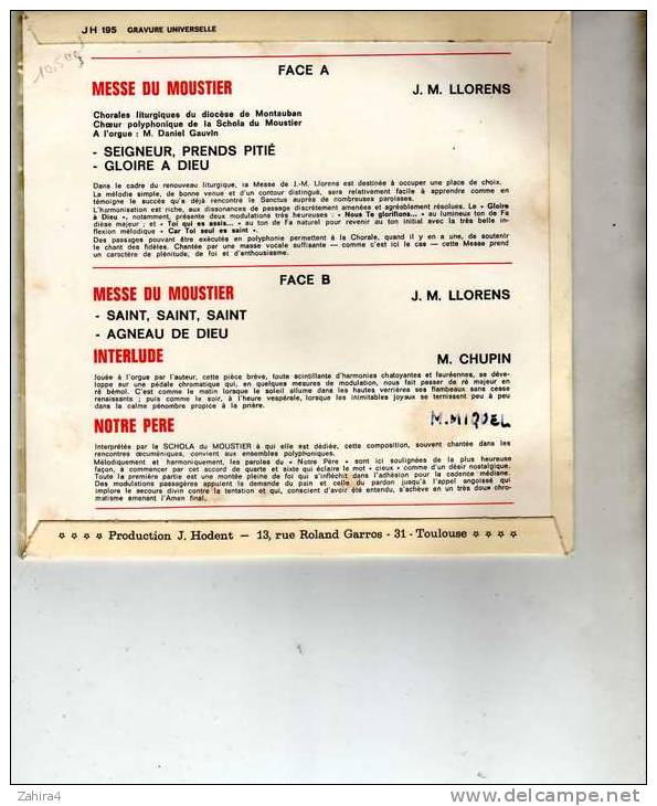 Montauban(T. Et G.)-Messe Du Moustier-J.M. Llorens-Chorales Du Diocèse De Montauban-Dir. Chanoine Miquel-Orgue - Chants Gospels Et Religieux