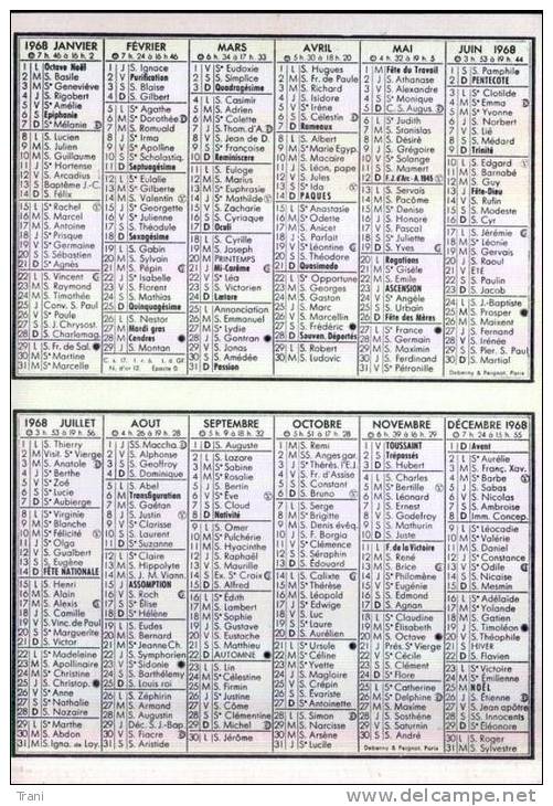 CALENDARIO TASCABILE - Anno 1968 - Petit Format : 1961-70