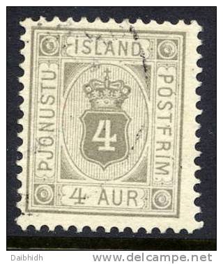 ICELAND 1900 Official 4 Aurar   Used. Michel 9 - Dienstzegels