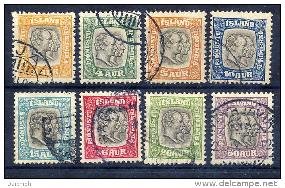 ICELAND 1907 Official  Frederik VIII Set Of 8 Used. Michel 24-31 - Officials