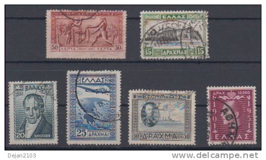 Greece 50L,15Dr,20Dr,25Dr,50Dr & 10000Dr 1906-1952 USED - Usati