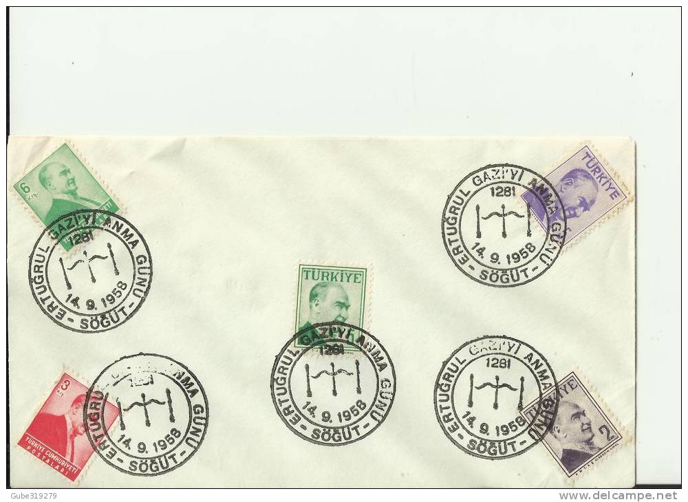 TURKEY 1958 – FDC ERTUGRUL GAZI DAY OF COMMEMORATION   W 5 STS OF 2-5(2)-3-6  K SOGUT  SEP 14 RE.TU135 - Covers & Documents