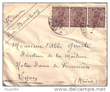 INDE - LETTRE POUR LA FRANCE VIA BOMBAY EN 1930. - 1911-35 Koning George V