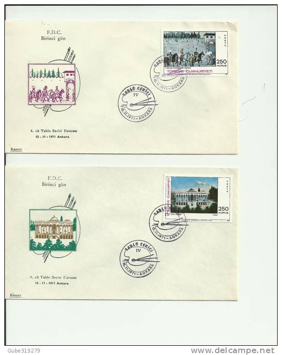 TURKEY 1971–SET OF 2 FDC TABLO SERISI HATIRASI  W 1 ST EACH  OF 250 - K SELCUK-EFESIZ   JUL 26 RE.TU155-156 - Neufs