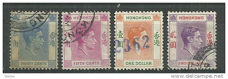 Hong Kong Oblitéré/canceled : Y & T ; N° 151, 152, 154, 156 ;  " Georges VI " - Oblitérés