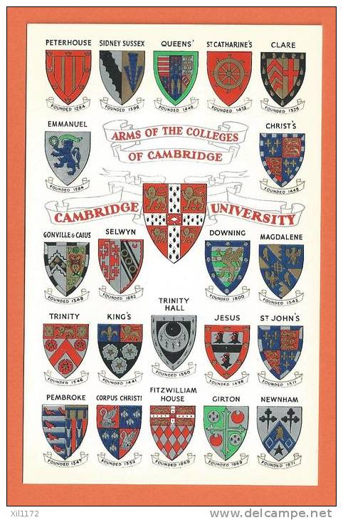 Q0595 Arms Of The Colleges Of Cambridge, Cambridge University. Non Circulé. - Cambridge