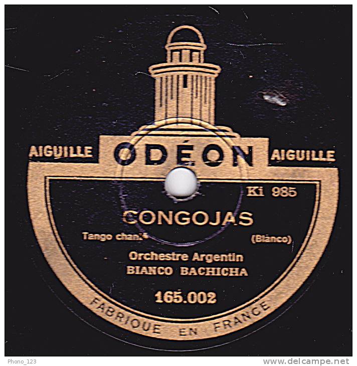 78 Tours - ODEON 165;002 - 03 - Orch. Argentin BIANCO BACHICHA - Tangos Chantés -  CONGOJAS - INCERTITUDE - 78 Rpm - Schellackplatten