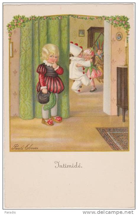 CPA  Pauli Ebner   "intimidé", Enfants Bal Costumé , Pierrot , - Ebner, Pauli