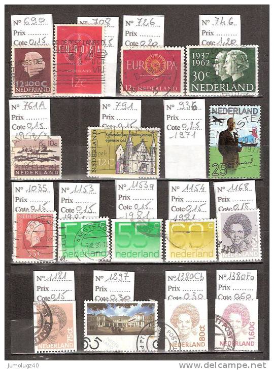 Timbre Pays-Bas Lot N° 4. Lot De 16 Timbres Oblitérés. Cote 4.45 € - Other & Unclassified