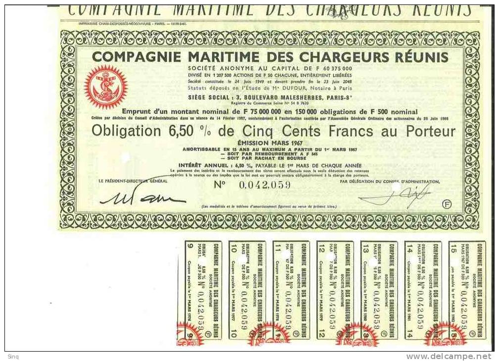 Compagnie Maritime Des Chargeurs Réunis  Mars 1967 - Navigazione