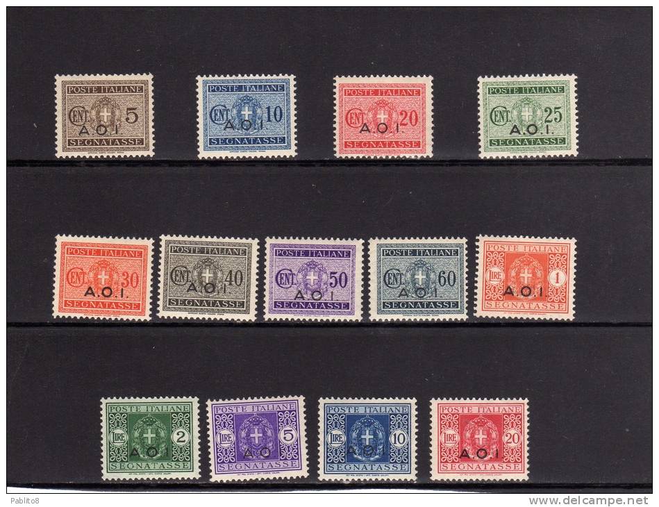 AFRICA ORIENTALE ITALIANA AOI 1939 - 1940 SEGNATASSE POSTAGE DUE TASSE TAX SERIE COMPLETA COMPLETE SET  MNH BEN CENTRATA - Afrique Orientale Italienne