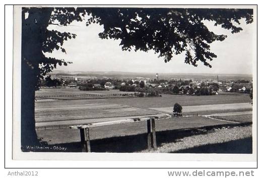 Weilheim Obb. Panorama Bank Mit Kirche Sw Gel. 5.9.1938 Nach Nürnberg Sw - Weilheim