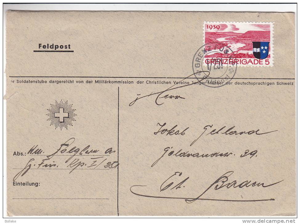 Feldpost - Suisse - Poste Militaire - Lettre De 1939 - Poste De Campagne - Brigade De Frontière - Armoiries - Documenten