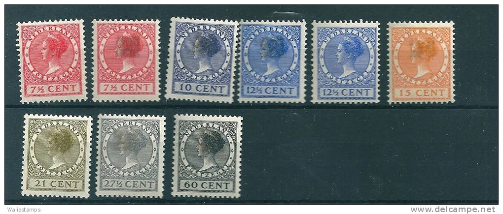 Netherlands 1924 SG 314a, 317a, 319a, 321c, 434, 326a, 331a, MM - Neufs